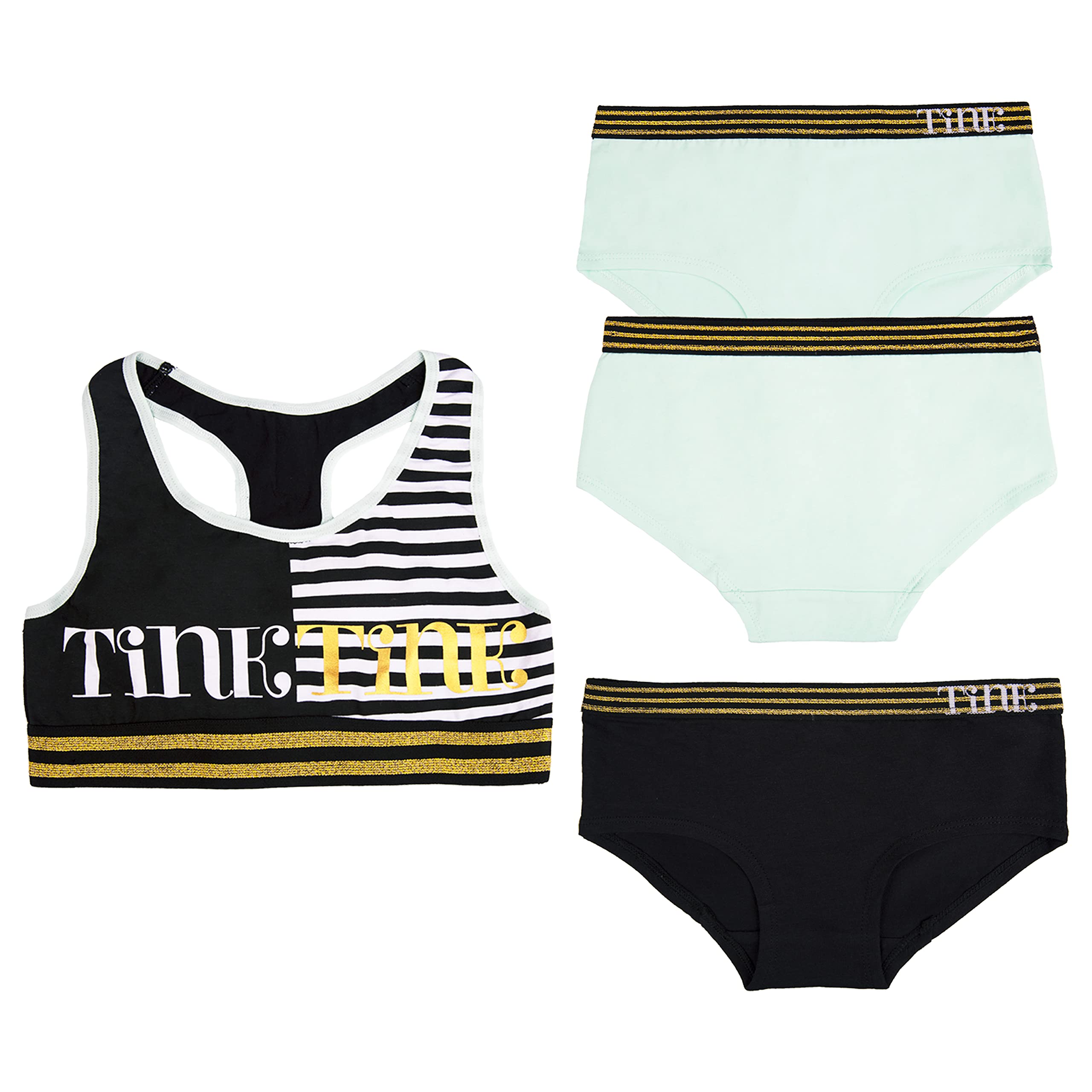 Disney Girls Tinkerbell Underwear and Bra Multipack Sizes 6, 8, 10, 12, 14 Ropa Interior, Juego de 3 Unidades, (Pack de 3) para Niñas