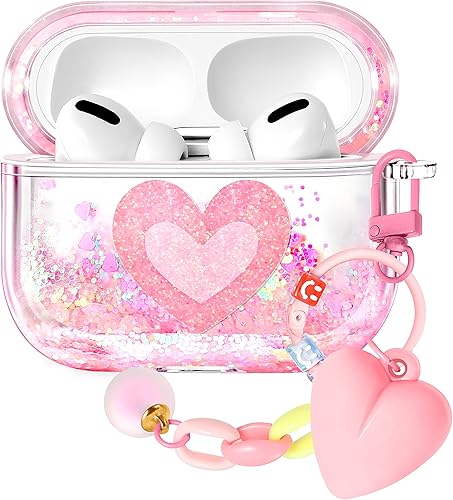 Funda para Apple para Airpod Pro 2/1 - Funda Kawaii bonita estética femenina para niñas y mujeres, protector líquido con purpurina brillante, Rosado