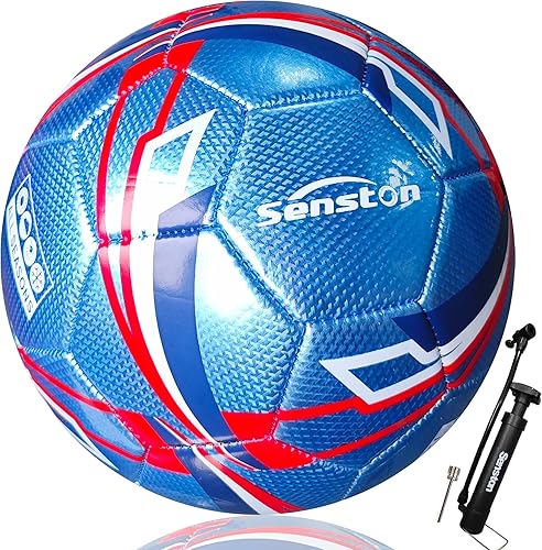 Senston Balón de fútbol de talla 3, talla 4 y 5 para niños y adultos, pelota de fútbol oficial de entrenamiento con bomba