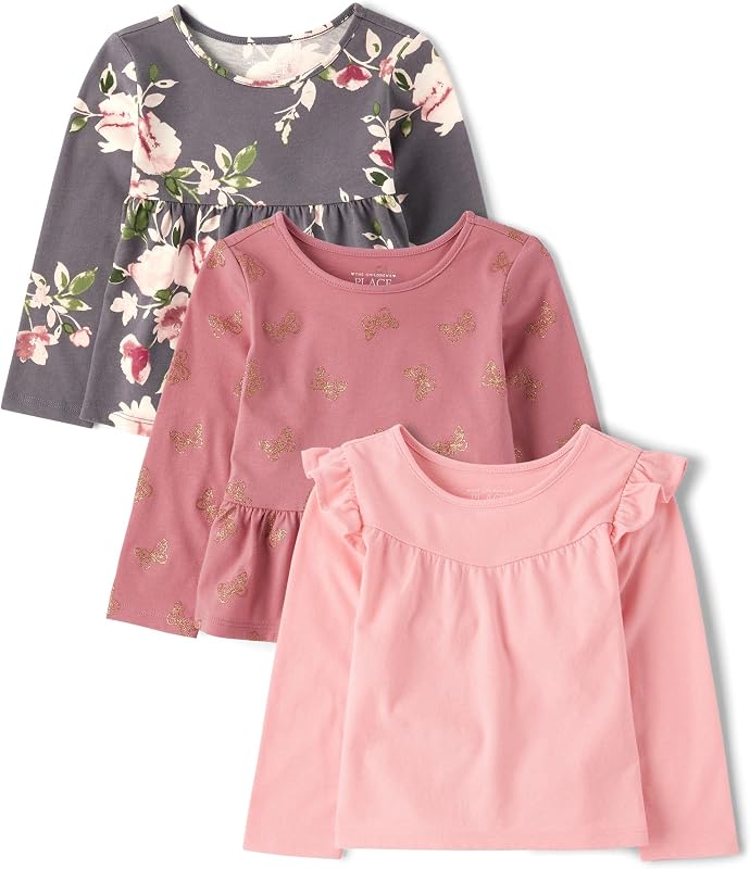 The Children's Place Camisa de punto informal de manga larga para niñas y niños pequeños