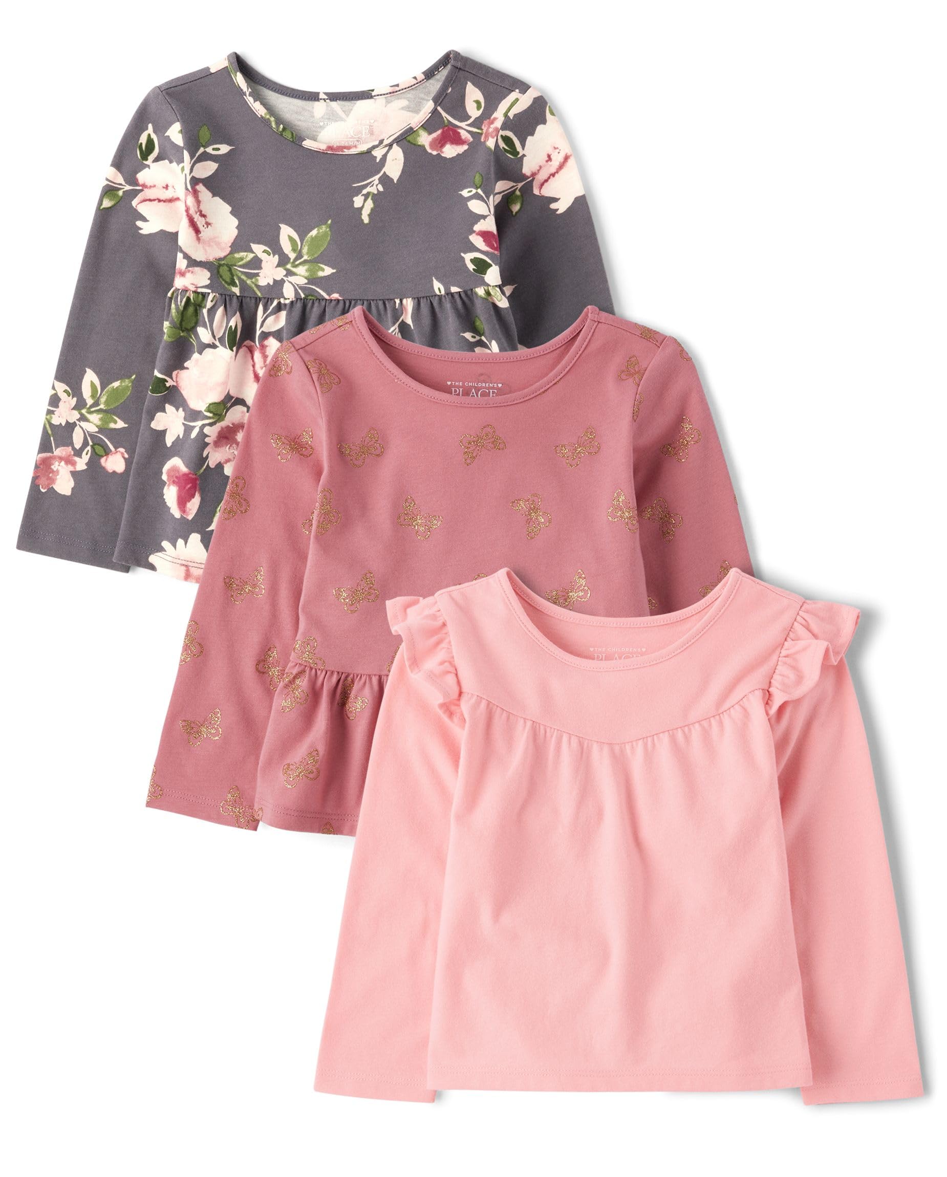 The Children's Place Girls and Toddler Long Sleeve Everyday Casual Knit Shirt