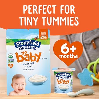Stonyfield Organic YoBaby Yogurt Cups, Plain, 4 oz, 6 ct