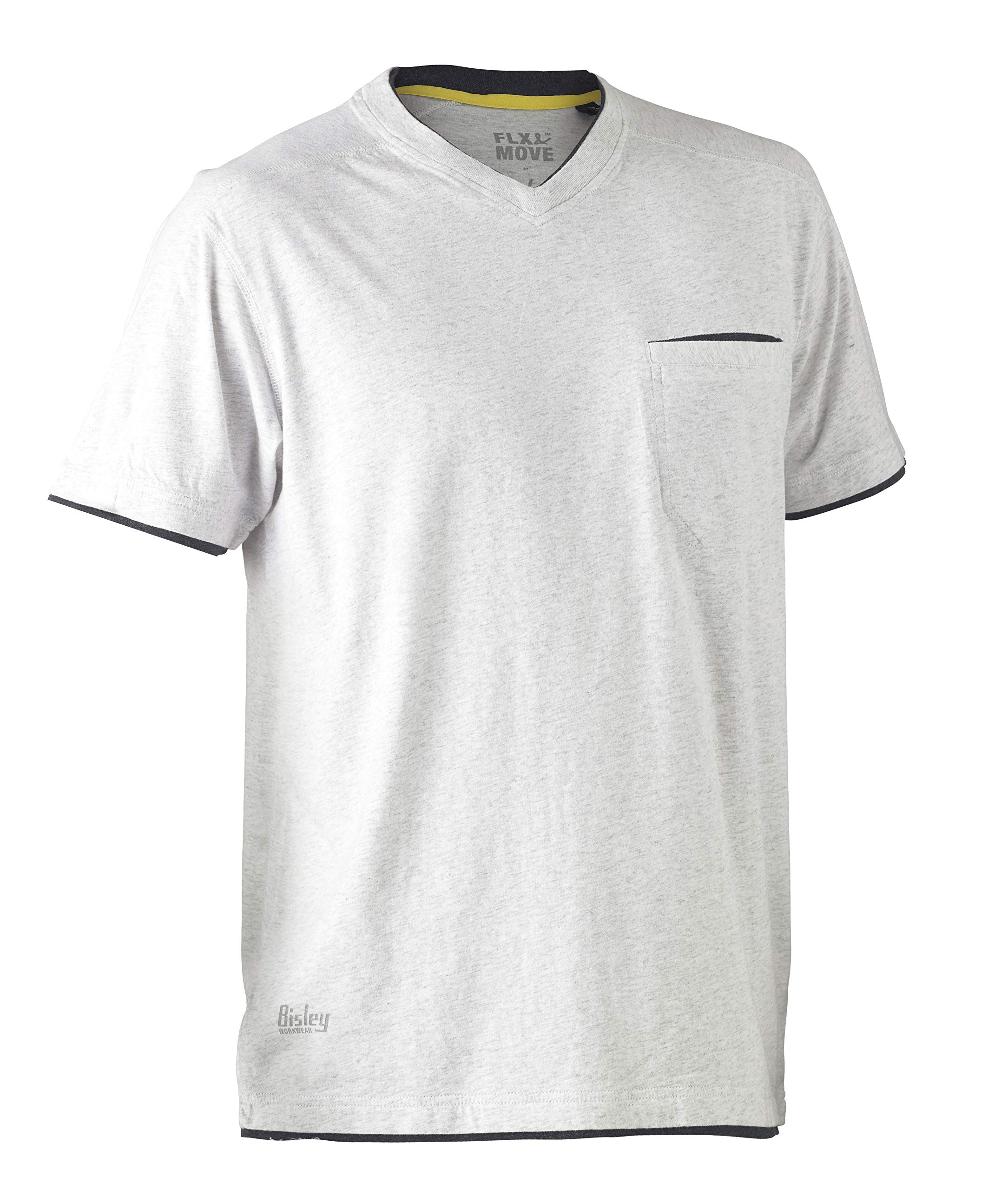 Camiseta de algodón con cuello en V para flexibilidad total y movimiento libre en gris marmolado