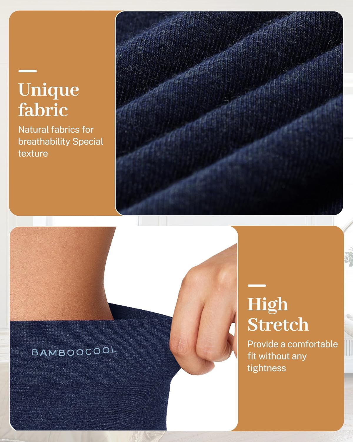 BAMBOO COOL Womens BoyShorts Underwear Seamless Boxer Briefs Mid Rise Full Coverage Breathable Stretch Ladies Panties 5 Pack