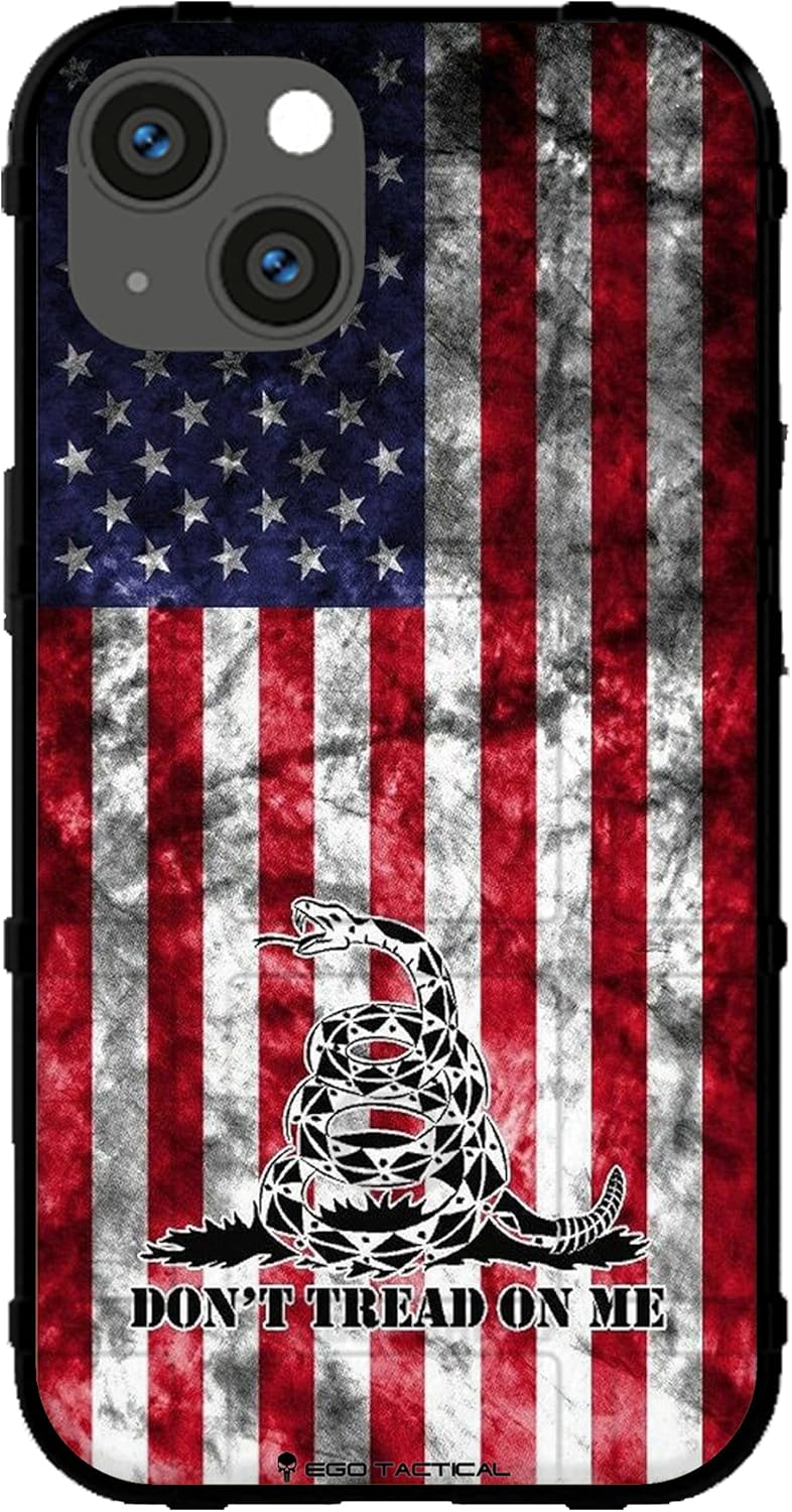 EGO TACTICAL Limited Edition Rugged Shield case Compatible with iPhone 11 Don't Tread on Me Flag on US American Flag Reversed