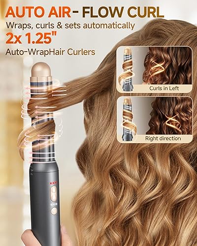 Miniatura 4 de WindBlow Cepillo secador de pelo, alisador 6 en 1, rizadores de envoltura automática para el cabello, profesional 110,000 RPM Magic Multi Styler con