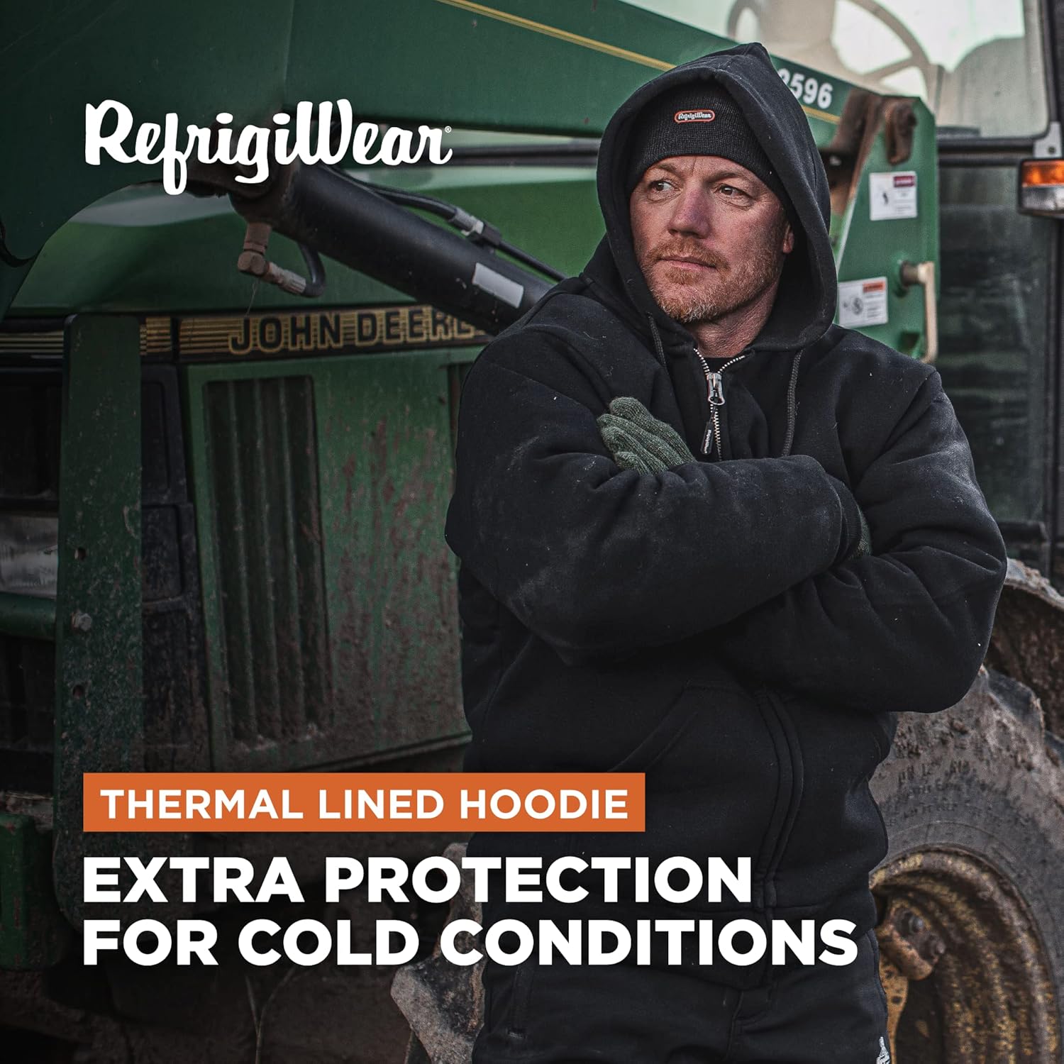 RefrigiWear Men’s Thermal Lined Full Zip Hooded Sweatshirt – Heavy Duty Fleece, Knit Lining, Pre-Shrunk, Front Pockets - Image 3