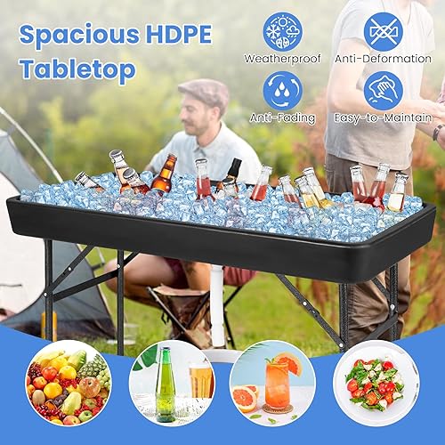 Vista 33 de Giantex, mesa de plástico plegable para hielo, de fiesta, 4 pies, con faldón blanco