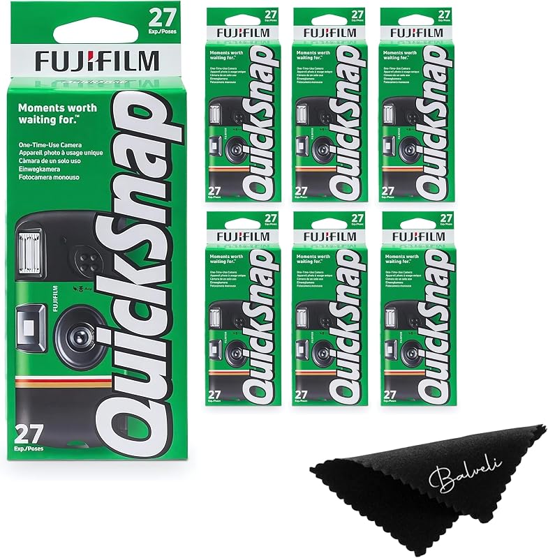 Quicksnap Flash Disposable Camera 400 Iso, 6 Pack, 35mm Camera, 27 Exp, Balveli Coth, Fuji Film Disposable Bulk, 6 Pack of Fuji Disposable Cameras.
