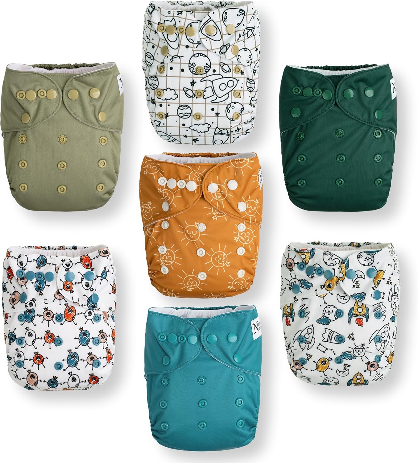 Nora's Nursery Cloth Diapers + 7 Pack Inserts with Snap