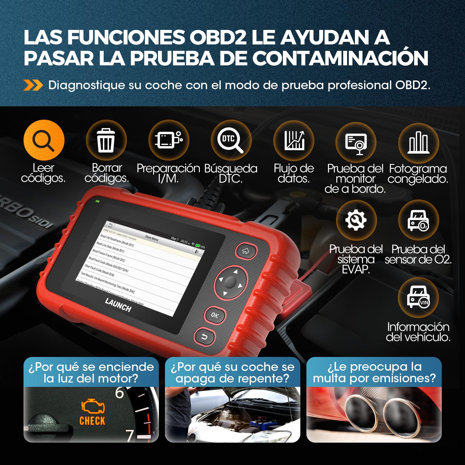 LAUNCH CRP123X V3.0 - OBD2 Diagnosis Coche Multimarca Profesional - Escáner 4 Sistemas, Reset EPB/DPF/Aceite, SAS/BMS/TPMS, Test de Batería, Lectura Vin con ACTUALIZACIONES Gratis DE por Vida