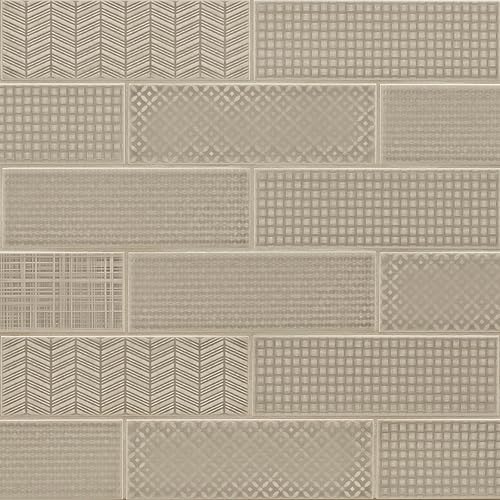 M S International Urbano Warm Concrete 3D Mix - Azulejo de metro de cerámica brillante para baño, cocina, pared decorativa y ducha