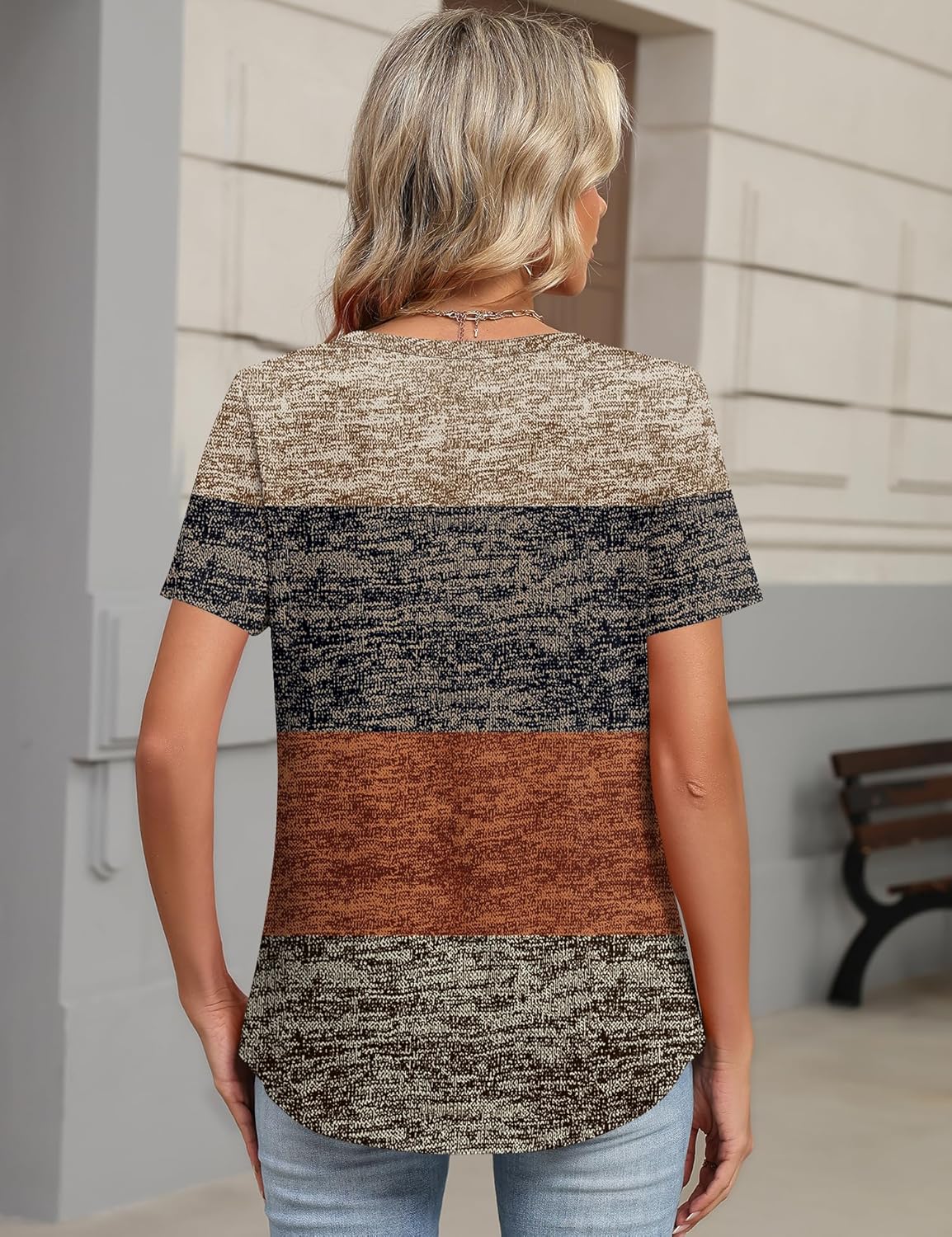 TCOT Women's Tops Dressy Casual Summer Blouses Short Sleeve Button V Neck Spring Tee Shirts - Image 3