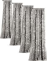 Vista 13 de Lush Decor Belle Panel de Cortina de Ventana Estilo Vintage Chic para Sala de Estar, Comedor, Dormitorio (Cortina Individual), 54" An x 84" L, Gris