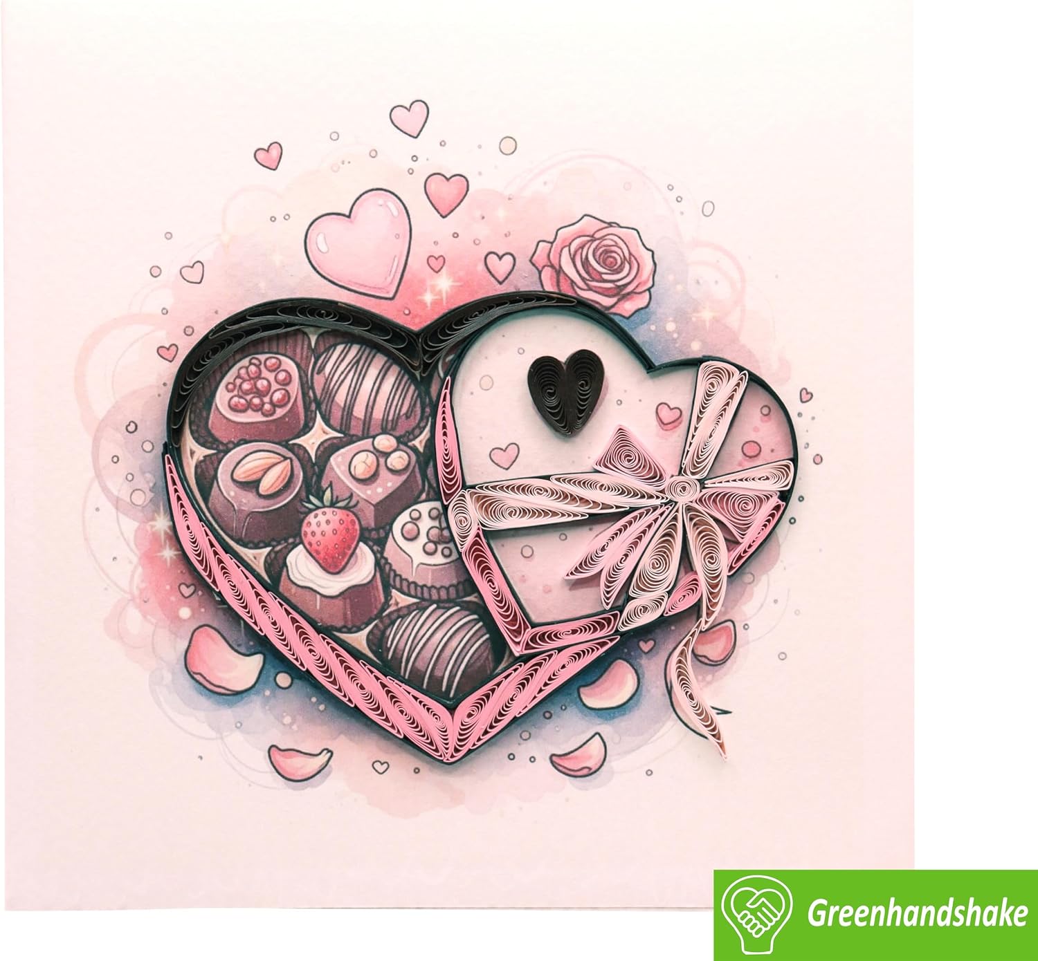 A Box Full of Love, Quilling Card 3D - Unique Dedicated Handmade, Design Greeting Card for Birthday, Valentine's Day, Mothers Day, Spring, Fathers Day, Graduation, Wedding, Anniversary, Thank You, Get Well, All Occasion | 6" x 6" image 3