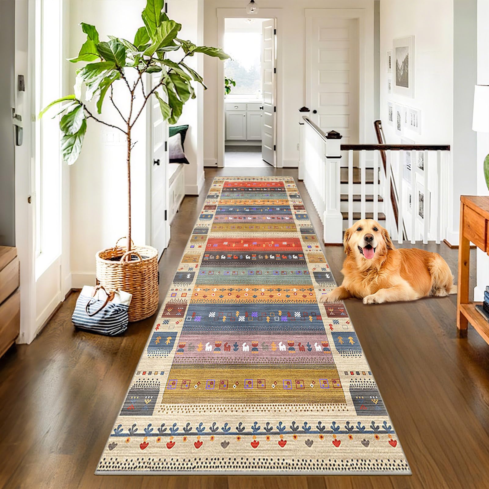 Tapis Couloir Long Antidérapant Lavable en Machine 90 x 160 cm