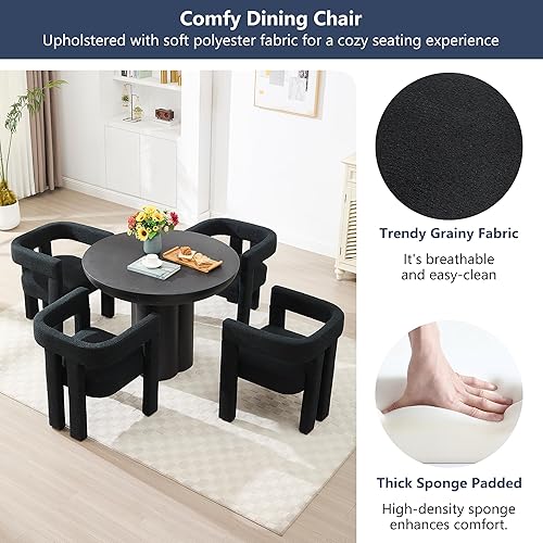 Miniatura 4 de SZLIZCCC Juego de 2 sillas de comedor modernas, sillas de sala de estar, sillón de tela, silla tapizada para sala de estar, cocina, recepción