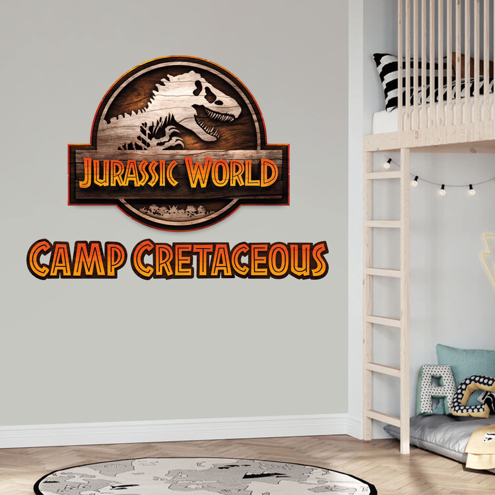Themed Green Jurassic World Camp Cretaceous Wall Sticker - Logo Wall Decal Art (60Cm Width X 45Cm Height)
