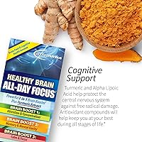 Vista 5 de Applied Nutrition Healthy Brain All Day Focus - 50 tabletas, paquete de 2 - Potente refuerzo cerebral 3 en 1 con extracto de cúrcuma - 50 porciones