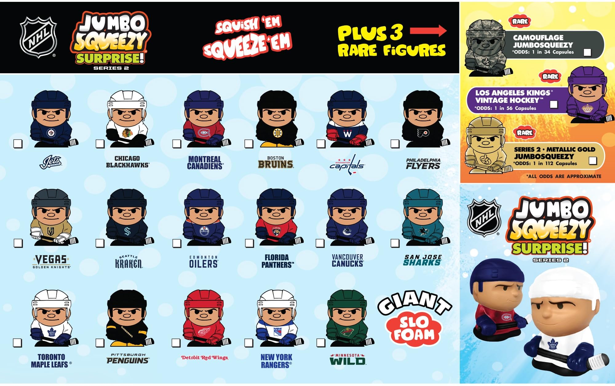 Party Animal Jumbo Squeezy Surprise! One (1) Giant Series 2 Capsule SqueezyMates NHL Figure, Team Colors, 4