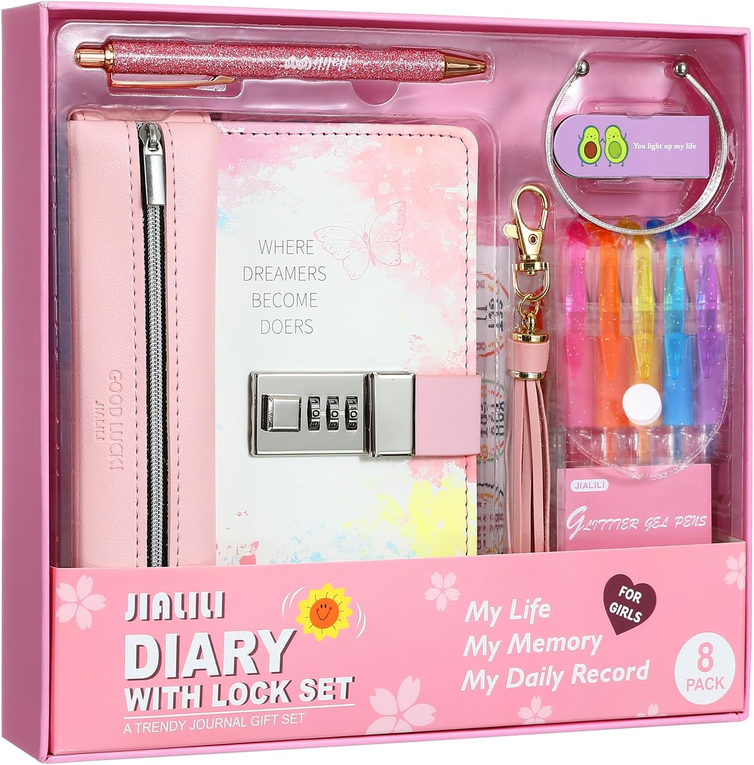 Diary with Lock for Girls, Birthday Gift Ideas for 8, 9, 10, 11, 12 Year Old, Kids Journals Set for Girls Ages 8-12 teen, Girls Secret Diary Gift Set With 8 pack