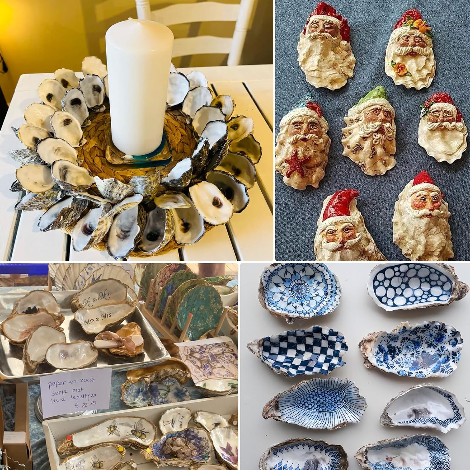 20 PCS Flat Oyster Shells for Crafts 3"-5" Natural Oyster Shells Bulk, for Home Vase Filler, Xmas Ornaments, DIY Arts and Crafts Sea Shells