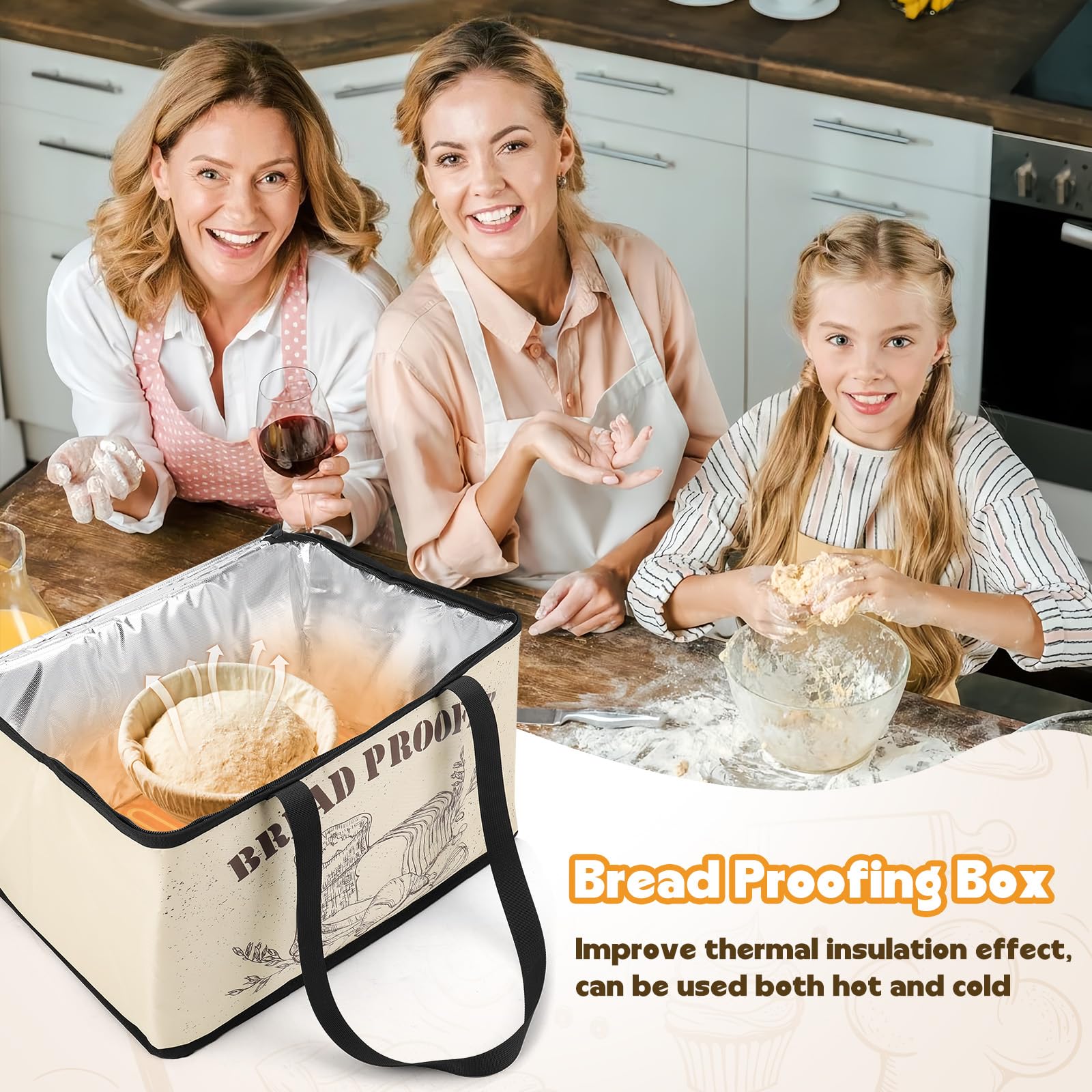 Boîte de fermentation à pain 30L avec chauffage et capteur NTC | Pliable, Boîte de fermentation, avec température réglable et minuteur, pour pain, yaourt, pizza, prise européenne