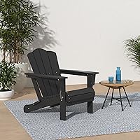 Vista 276 de KINGYES - Silla Adirondack plegable, sillas de patio de polietileno de alta densidad para todo tipo de clima, silla de césped con textura de madera