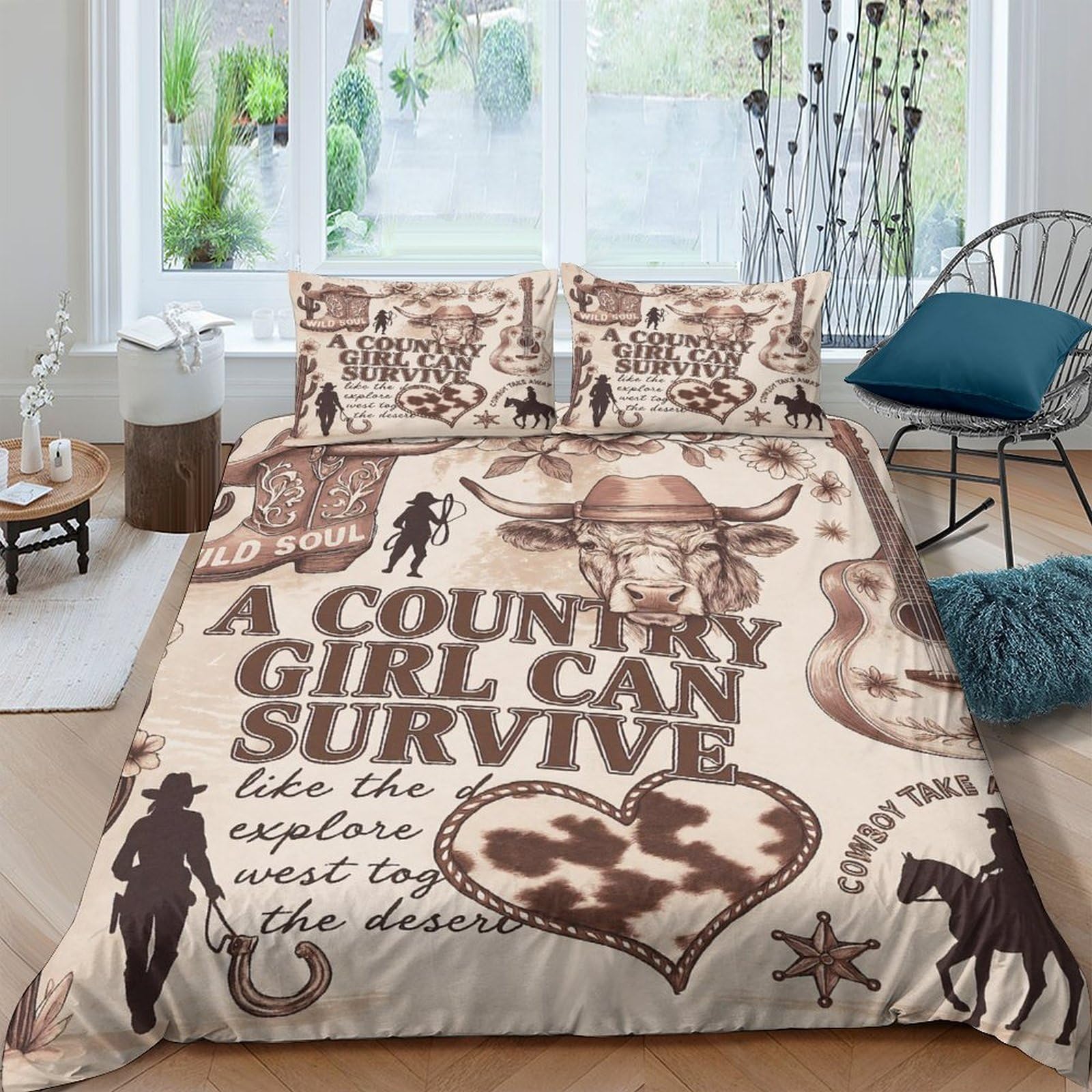 Ctjqhvkz Girls Style-1 3D Printed Western Cowboy Fitted Sheet Microfiber Brown Country Horse Mattress Cover Bedroom Farmhouse Decor Single（135X200cm）
