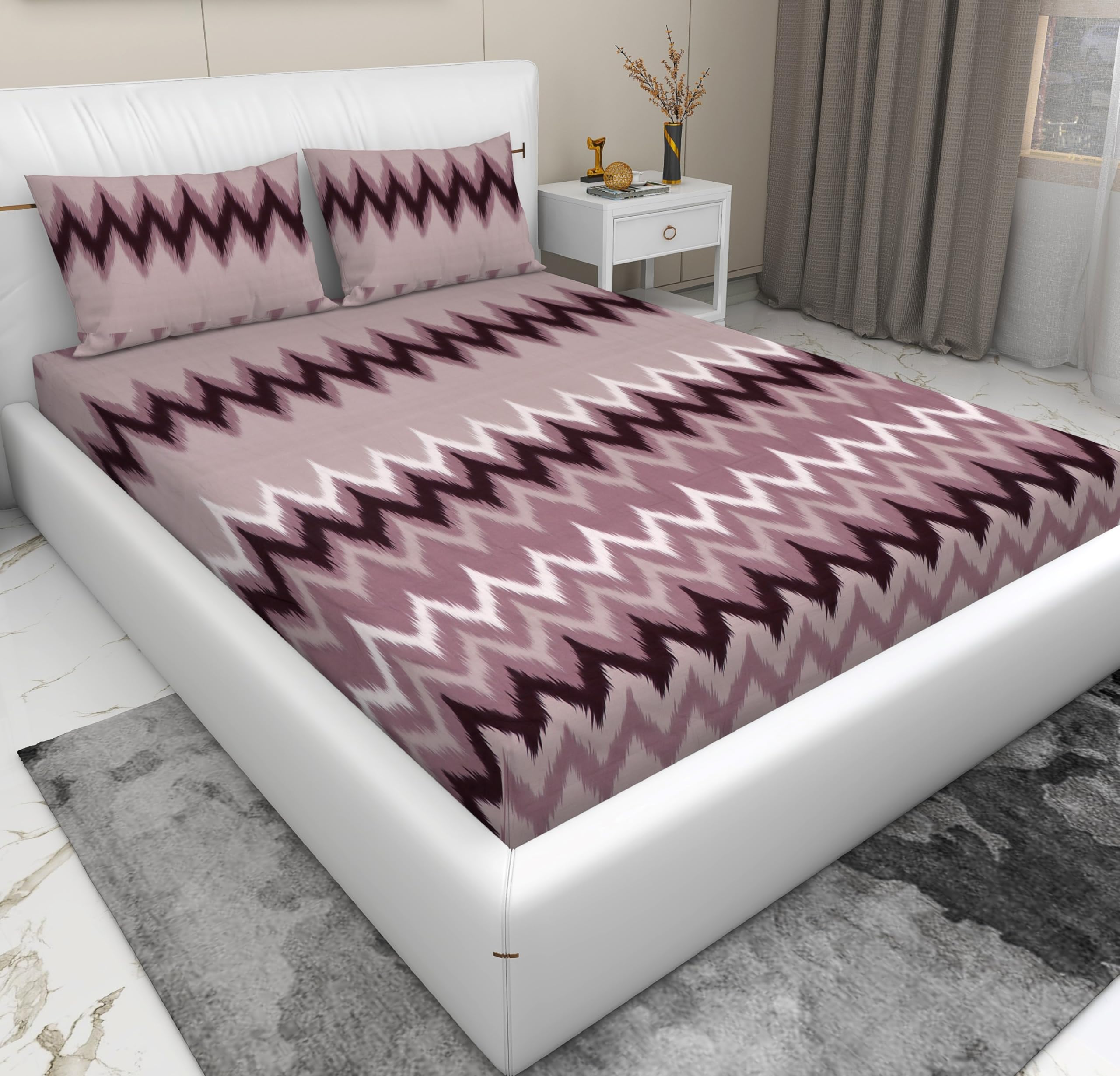 See full amazon price history chart for RD TREND® Presents 210 Tc 100% Cotton bedsheets for King Size Bed 108/100 Inchs (274/254 CM) with 2 Pillow Covers Size(20x30 inches) Color- Nude Pink Paterrn- Zigzag RD TREND® Presents 210 Tc 100% Cotton bedsheets for King Size Bed 108/100 Inchs (274/254 CM) with 2 Pillow Covers Size(20x30 inches) Color- Nude Pink Paterrn- Zigzag (B0D6RPZLTD) Amazon Price History, Amazon Price Tracker