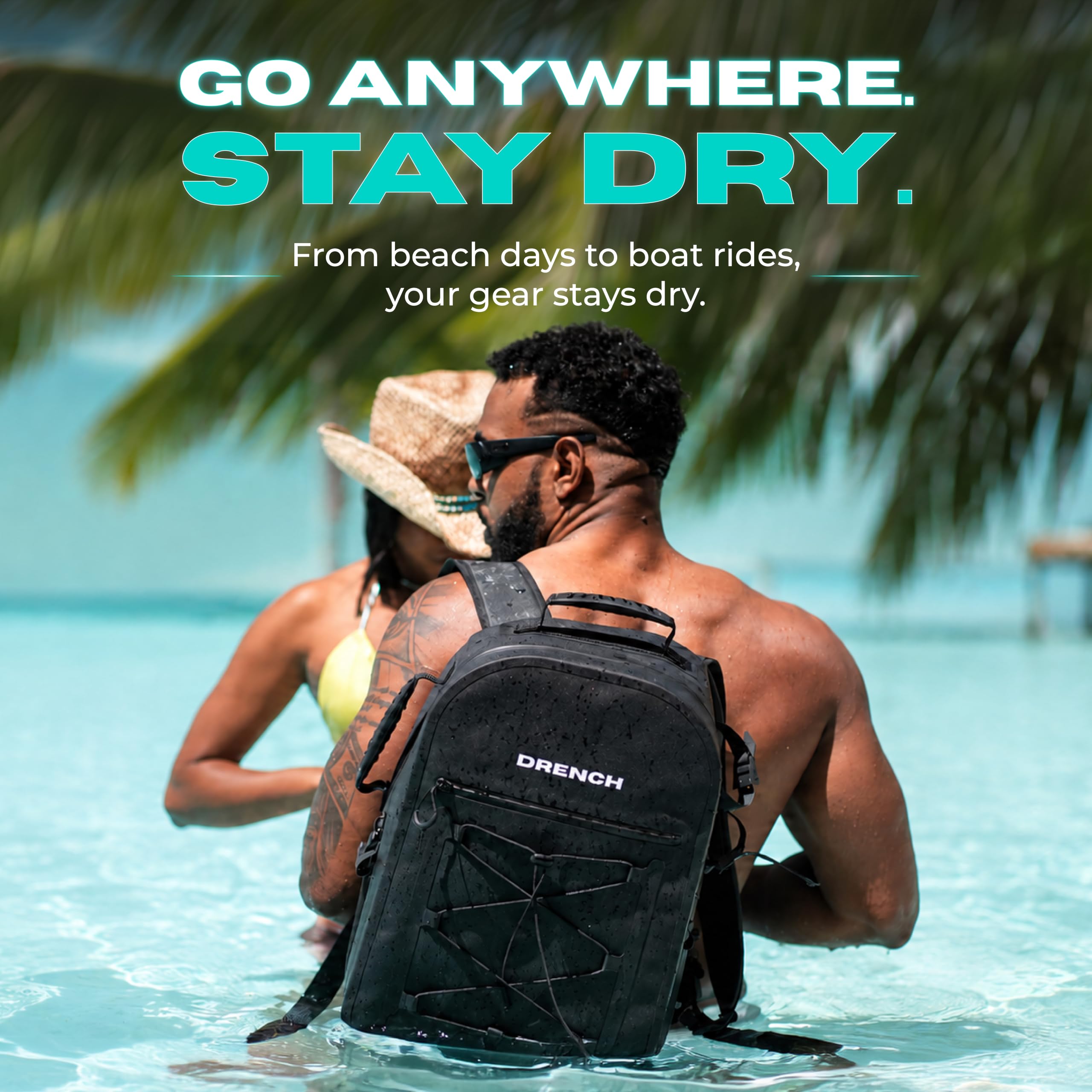 DRENCH Sac à dos 100 % étanche 25 L | Sac étanche IPX8 entièrement submersible avec joint hermétique | Sac à dos de voyage flottant pour ordinateur portable de 16" | Système de boucle pour la pêche