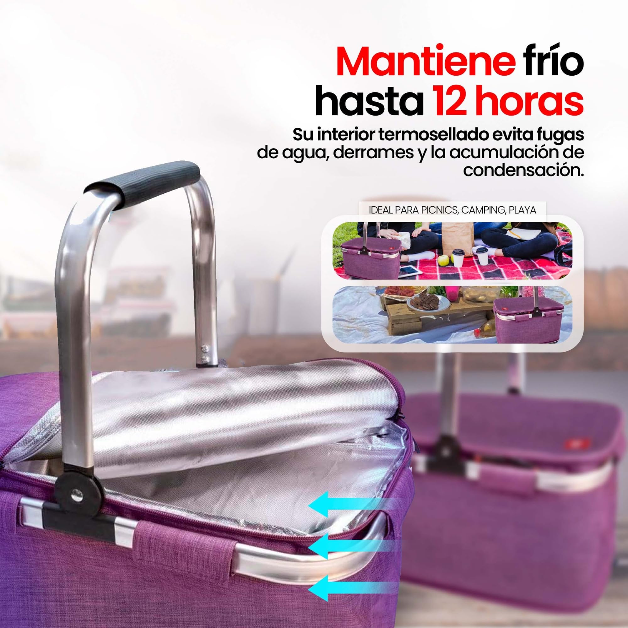 PICNIC BASKET PURPLE MARBLED