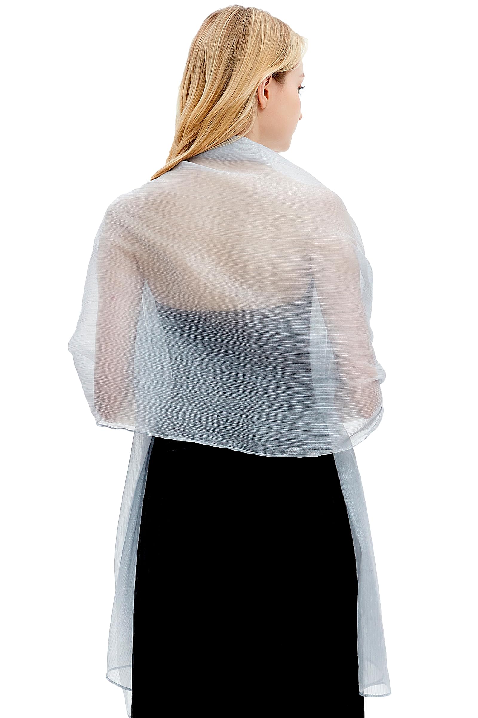 American Trends Scialle Donna Pashmina: Sciarpa In Seta 185x65 Cm, Per Abiti Da Sera E Matrimoni - 2