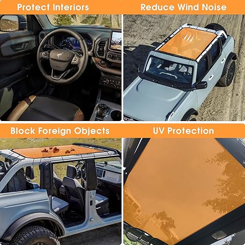 Miniatura 4 de BESTAOO Parasol para Ford Bronco Accesorios 2021 2022 2023 2024 2025 4 puertas, delantero y trasero de malla de longitud completa, cubierta superior