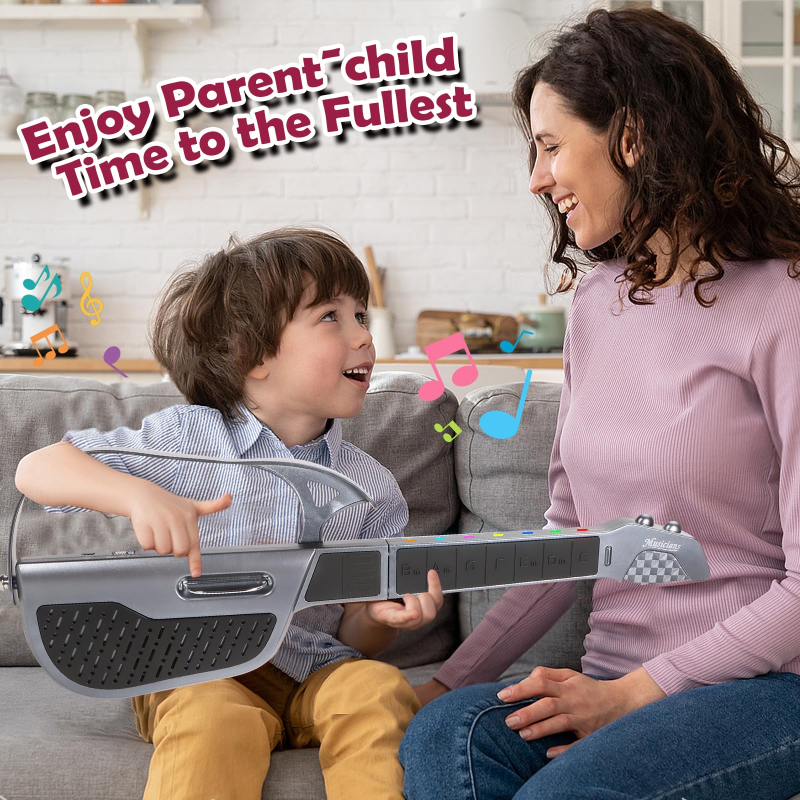 Kids Guitar, Three Tones Switchable with Strap, Toy Guitar Musical Instruments for Kids Ten Hour Playtime - Image 4