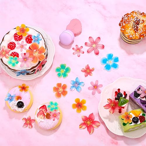 Miniatura 3 de Zonon 314 piezas de flores para cupcakes, decoración de fiesta de cumpleaños de flores de hibisco, flores silvestres, cupcakes de bebé en flor,