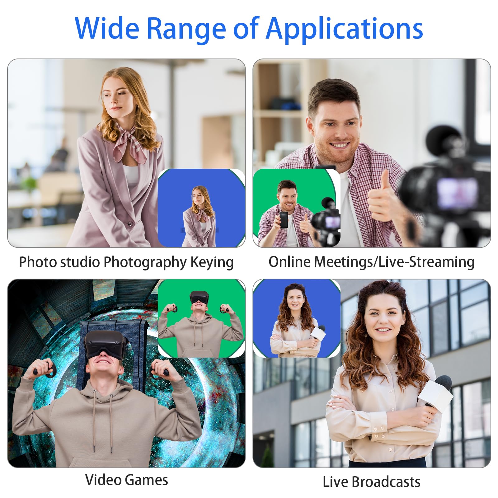 Pantalla verde portátil – Telón de fondo de pantalla verde de 56 pulgadas con soporte y pantalla azul reversible para streaming, juegos, zoom y videollamada