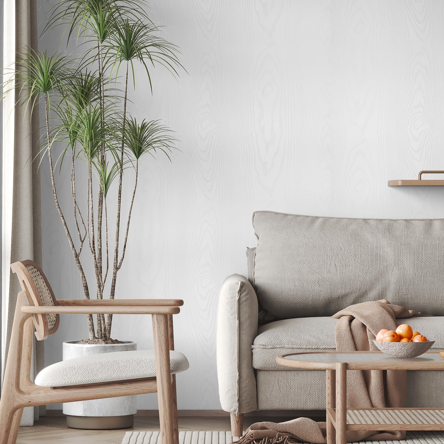 LaCheery Papel Adhesivo para Muebles Madera Clara Papel Pintado Baño Autoadhesivo 90cm x 400cm Gran Tamaño Vinilo Adhesivo Muebles Blanco Brillo Rollo Vinilo Autoadhesivo para Cocina Encimera Armario