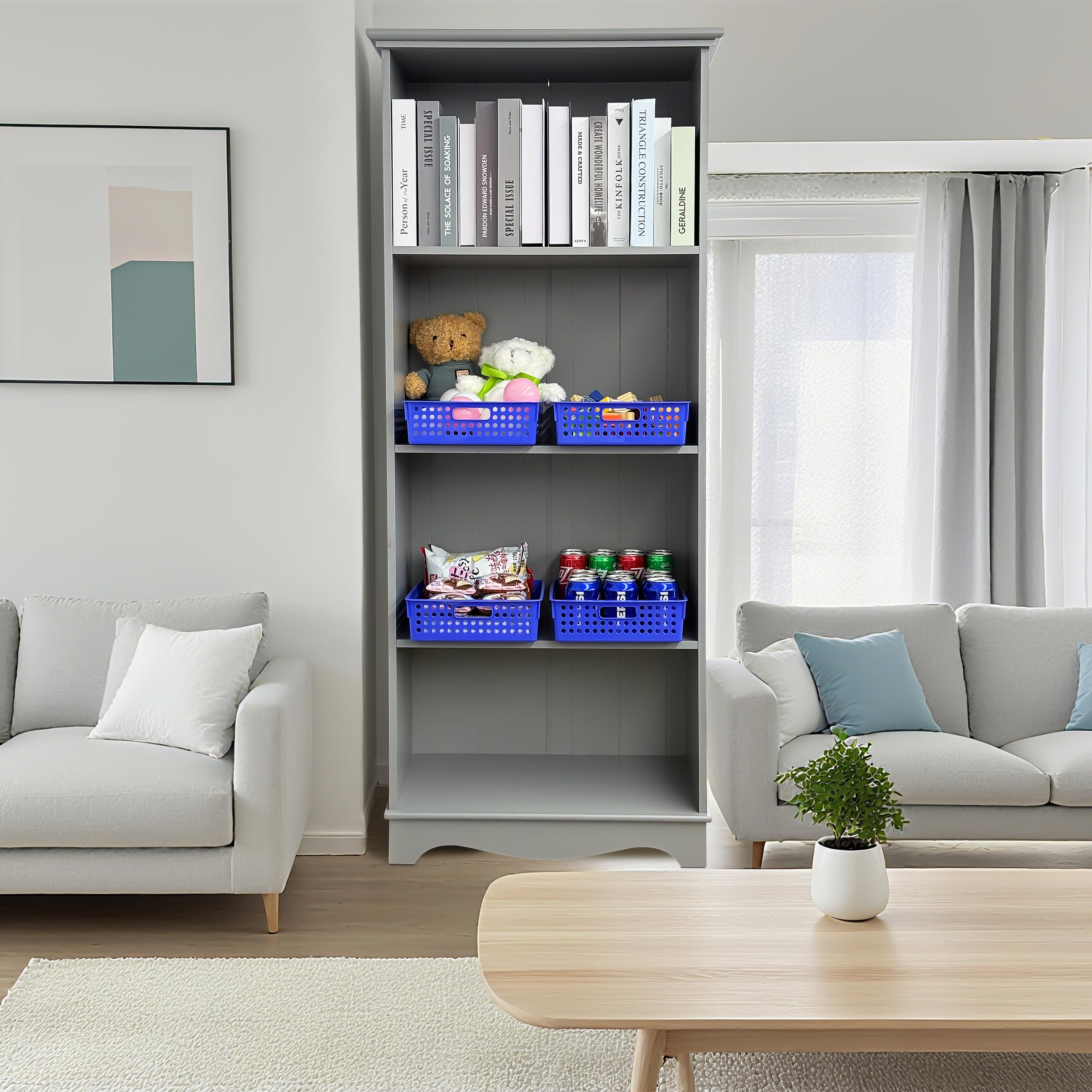 Soddeph Stapelbare A4-Papier-Organizer-Tabletts, Kunststoff-Aufbewahrungsbehälter mit Griffen, hohles Design, Organizer-Körbe für Klassenzimmer, Büro, Zuhause, 4 Stück