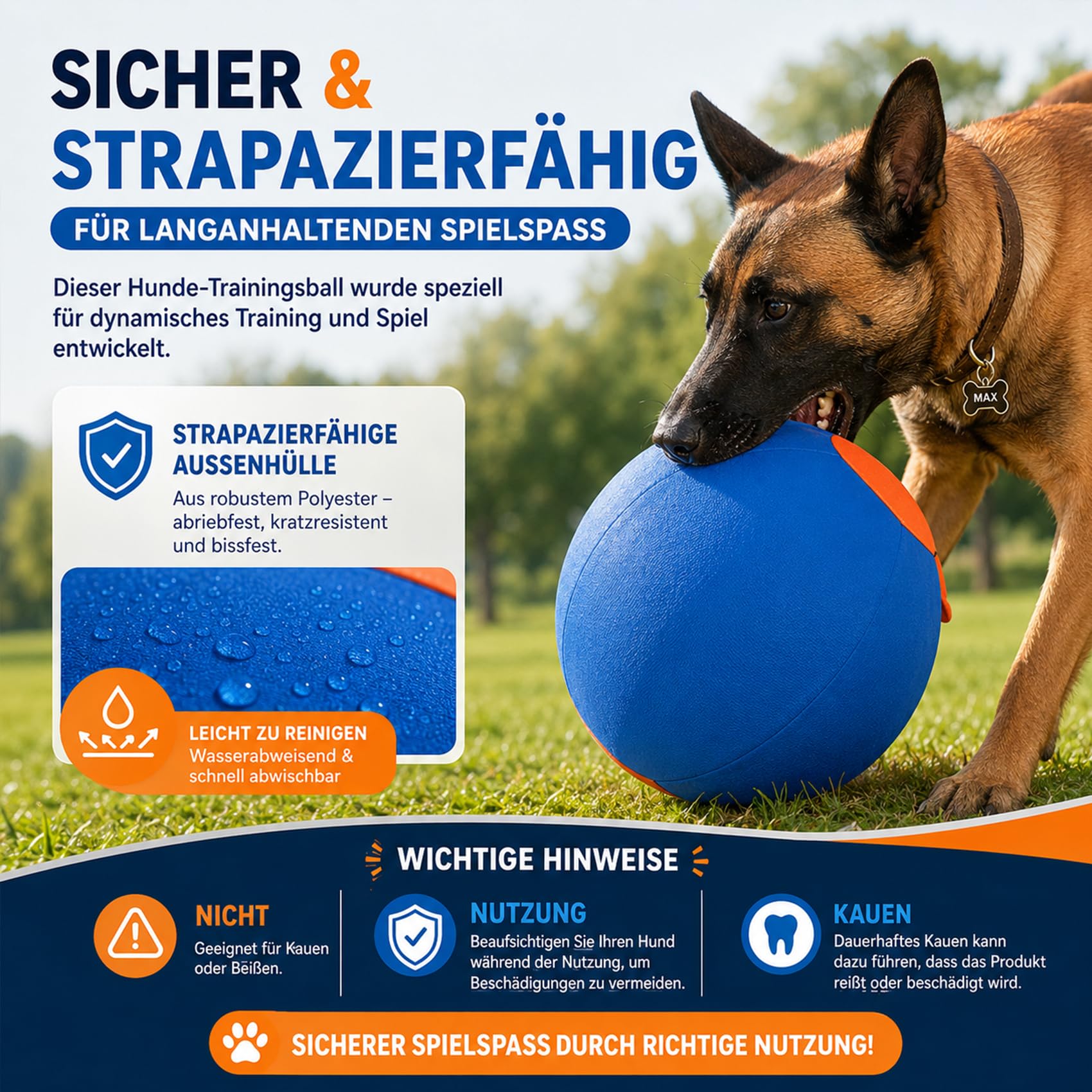 Norden Treibball, 2026 Neu Lentiva Treibball, Riesiger Aufblasbarer Tennisball, Geeignet für MittelgroßE Bis Große Hunde, Langlebig und Kratzfest mit Griff Zum Spielen und üBen (Typ C,M (45cm))