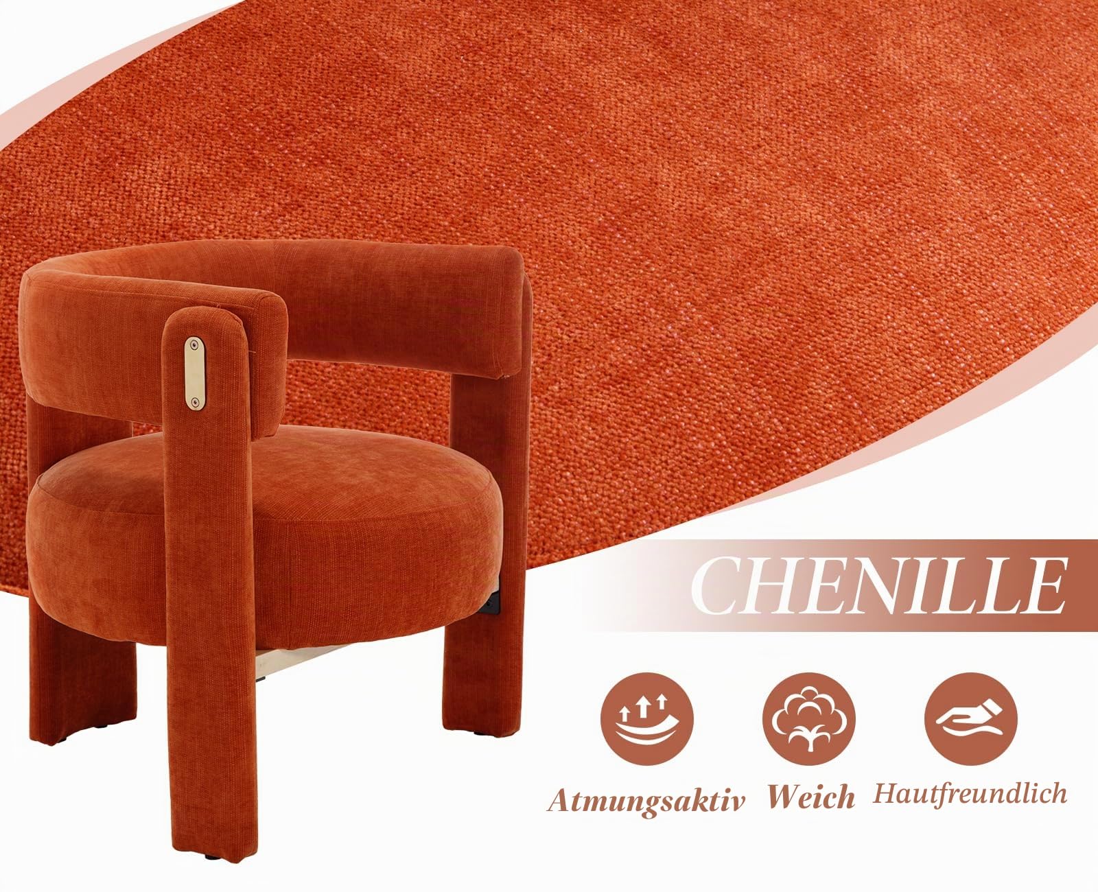 chairus Sessel Wohnzimmer Modern Gepolsterter Ohrensessel Orange