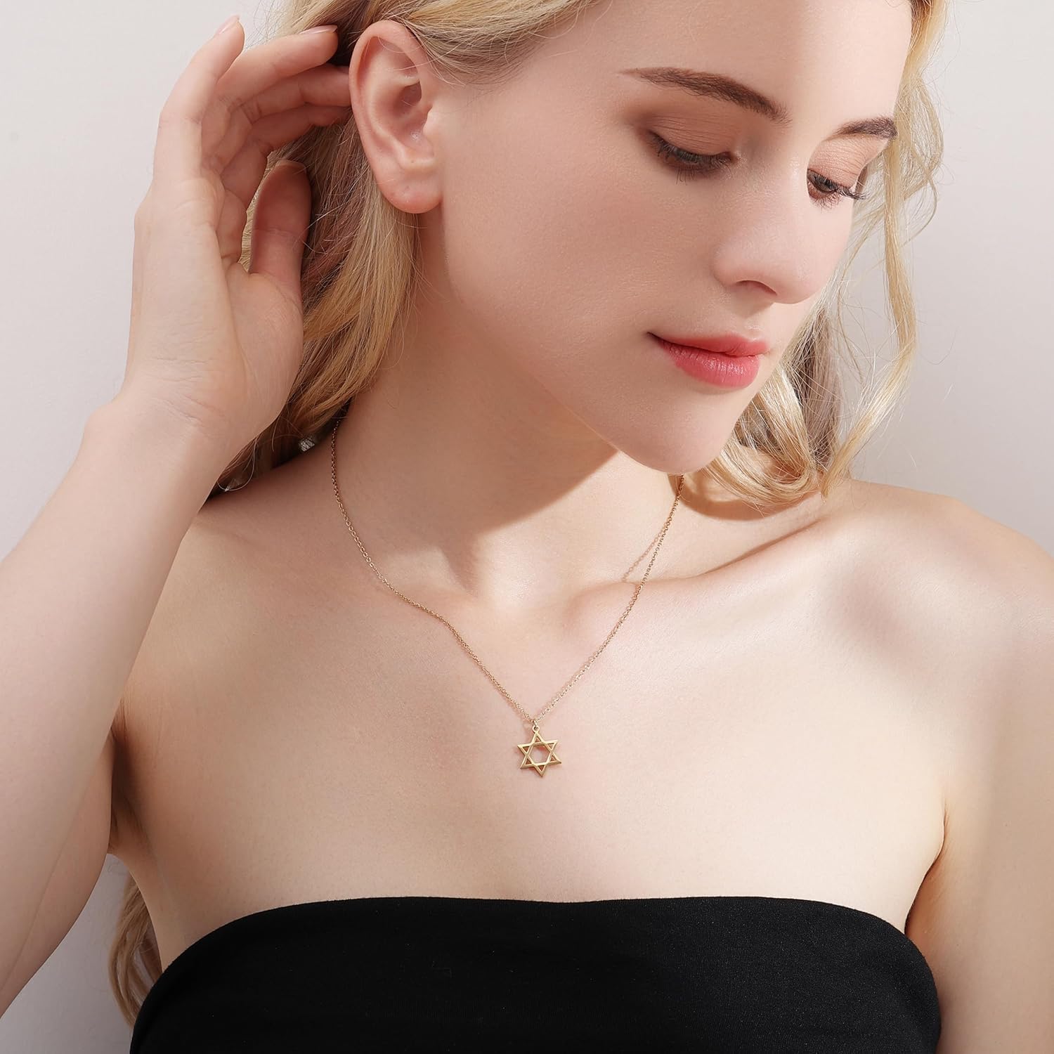 AILUOR 18K Gold Plated Megan Star of David Pendant Necklaces, Six Pointed Megan Star Jewelry for Women/Men Hip Hop Jewelry - Image 7