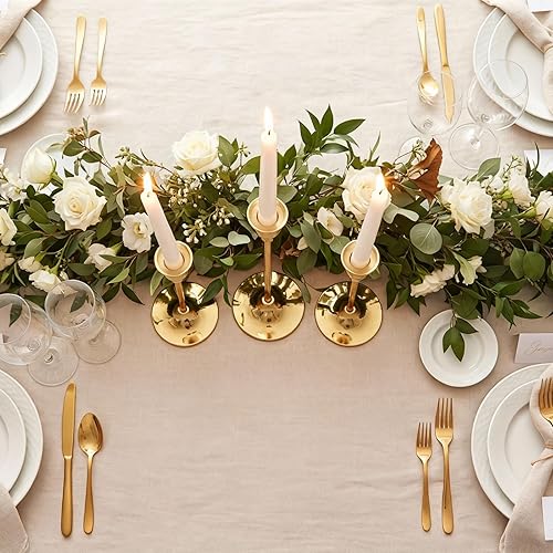 Miniatura 4 de Set of 3 Gold Candlestick Holders for Taper Candles, Gold Candle Holders, Metal Tall Taper Candle Holder Stands for Home Decor Wedding Party Table
