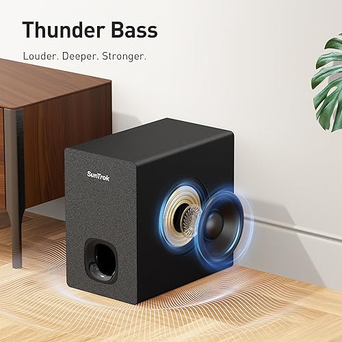 Miniatura 4 de Barra de sonido de karaoke con subwoofer para TV: Barra de sonido con 2 micrófonos inalámbricos - Sistema de sonido envolvente de cine en casa -