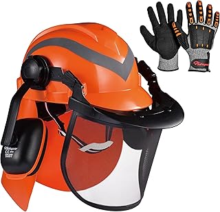 SAFEYEAR Casque de Protection Adulte avec Lunettes Anti - Rayures, protège - Oreilles, Casque de sécurité ABS en397 avec mentonnière, Bande réfléchissante et Orifice Respirant