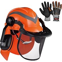 Safeyear Chainsaw Helmet with Face Shield and Ear Muffs, ANSI Certified Forestry Helmet Hard Hat with Chin Strap, Mesh Visor & Hearing Protection for Logging, Arborist, Tree Cutting