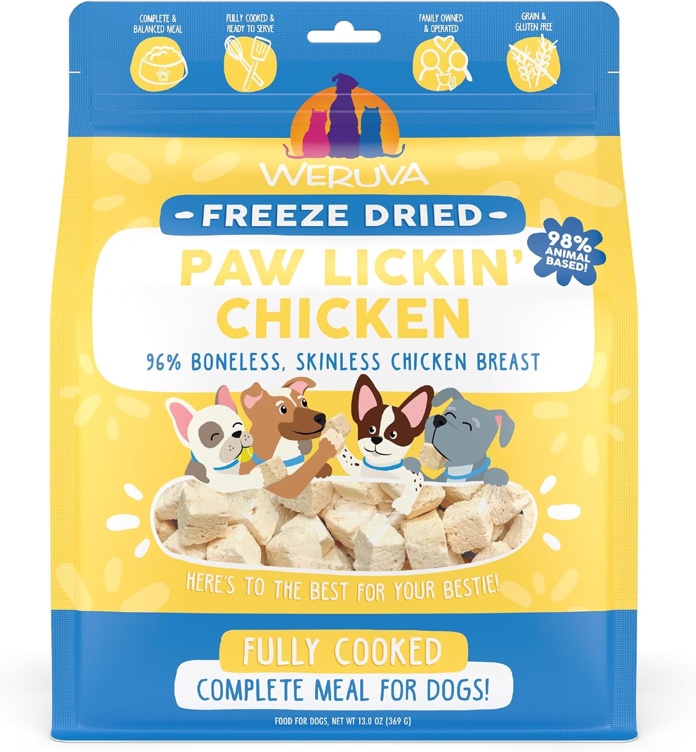 Weruva Dog Freeze Dried, Paw Lickin' Chicken with Chicken Breast, 13oz Bag