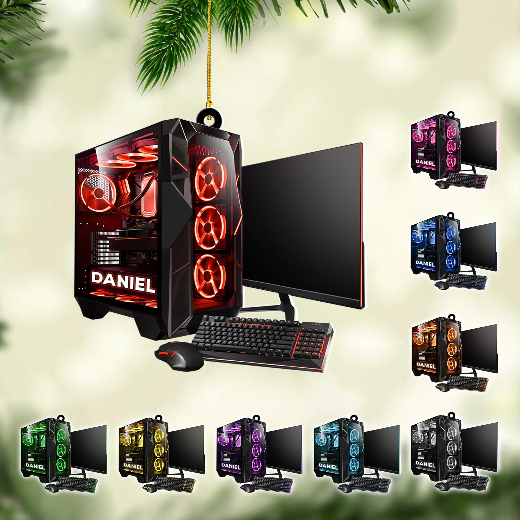 Personalized Laptop Ornament Computer Christmas Ornaments Custom Computer Ornament 2025 for Boys Girls Pc Gamer Monitor Gaming Chair Headphone