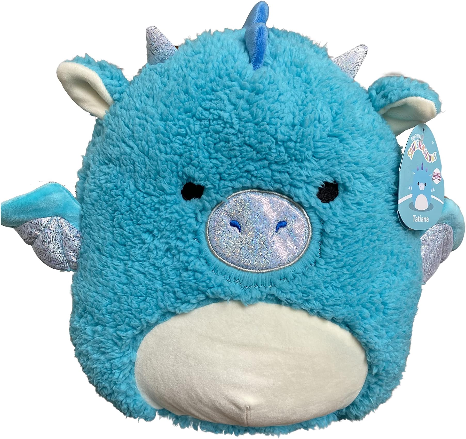 SquishmallowsOfficial Kellytoy Squishy Soft Plush Toy Animal (12 Inch Fuzz-A-Mallows, Tatiana The Fuzzy Dragon)