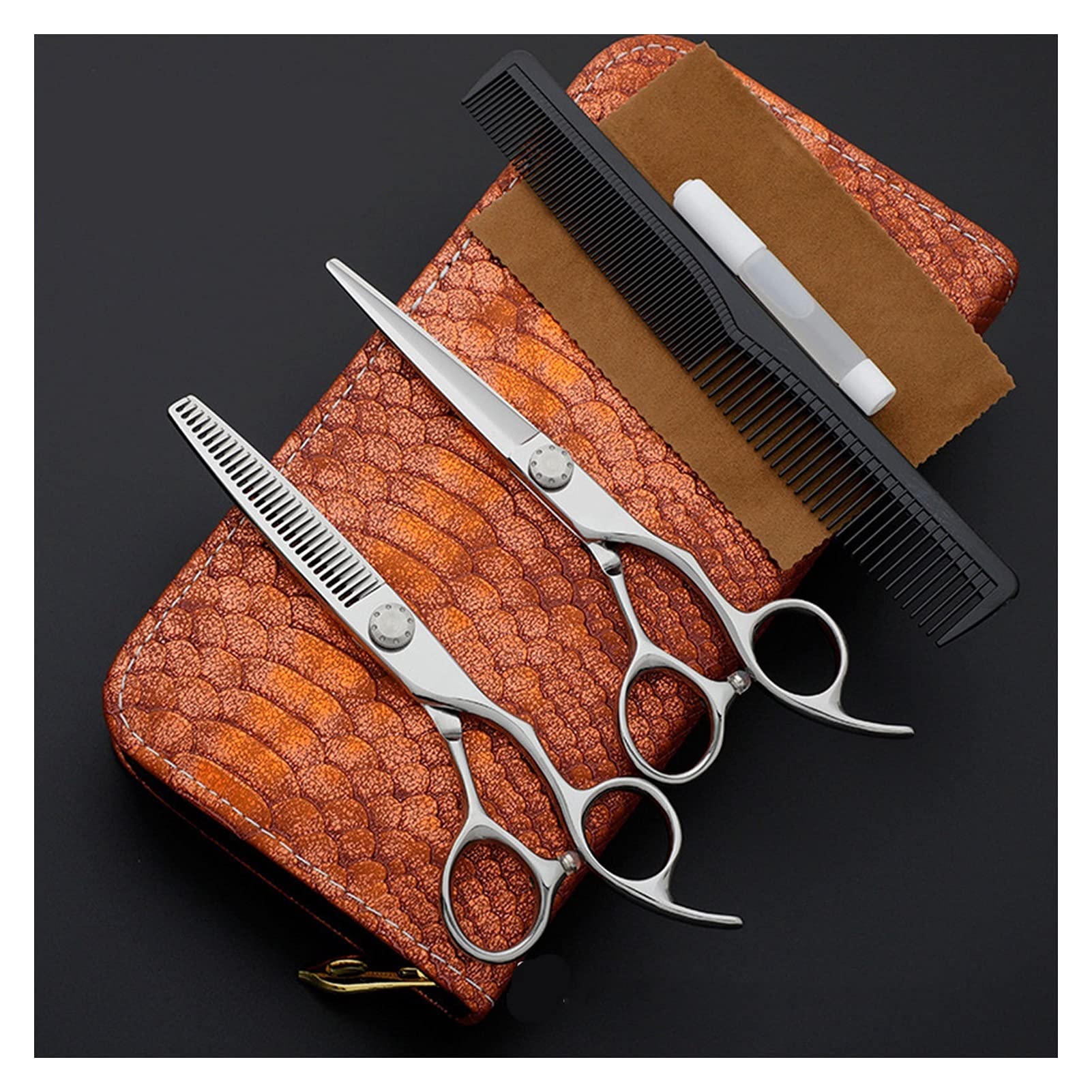 Ciseaux de coiffure avec poignée en forme de main et ciseaux à dents de 6 pouces